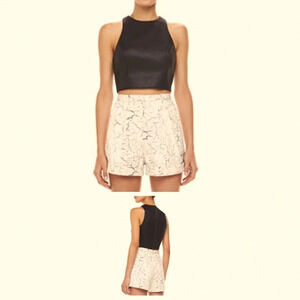 Cameo shirt - black vegan leather sleeveless cropped top